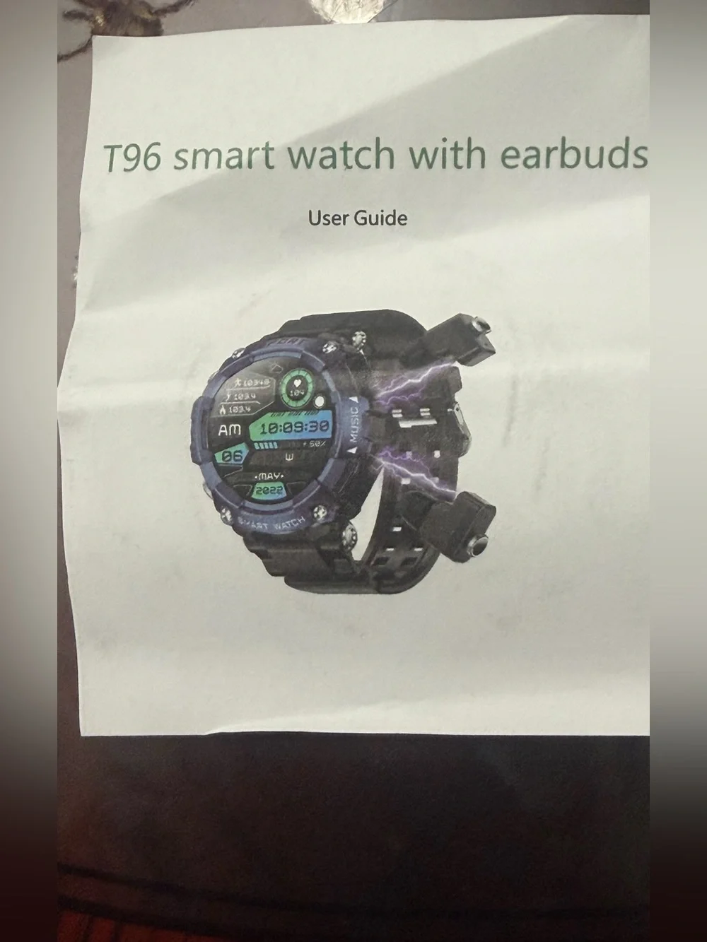 Black Sport Smart Watch with Music Display